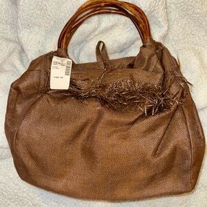 VINTAGE DOLCE & GABBANA  Elegant Brown Handbag with Bamboo Handles